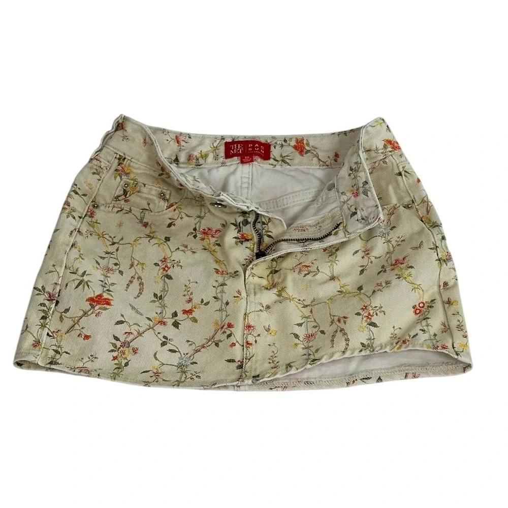 PacSun x The‎ Met Floral Botanical  Mini Skirt Cream Multi Size - 22